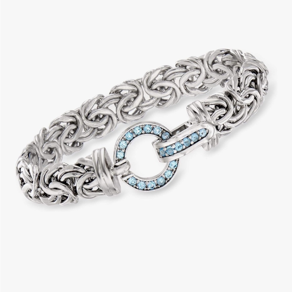 Ross-Simons 925 Sterling Silver Bracelet with Blue Accents